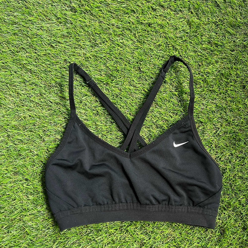 Nike Women's Black Sports Bra with White Logo